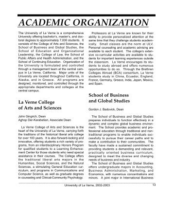 Academic Org (P.13-20) - Faculty Web Hosting - University of La Verne