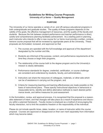 Guidelines for Writing Course Proposals - University of La Verne