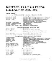Calendar - University of La Verne