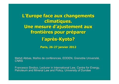 Droit de l'OMC et mesures d'ajustement aux frontiÃ¨res - CERIC