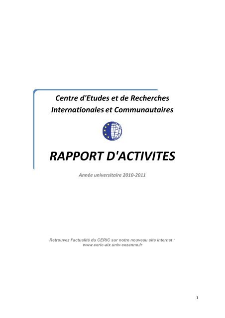 (UMR 6201) Rapport d'ActivitÃ©s - CERIC - Univ-cezanne.fr