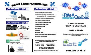 Voir le dÃ©pliant avec l'horaire des activitÃ©s - Sainte-Clotilde-de-Horton