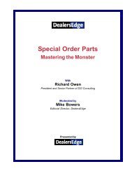 Special Order Parts - DealersEdge