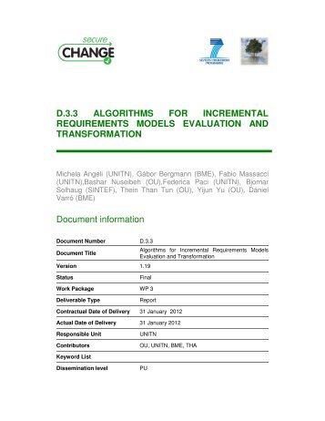 D.3.3 ALGORITHMS FOR INCREMENTAL ... - SecureChange