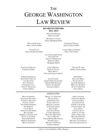 Volume 80 Masthead - The George Washington Law Review