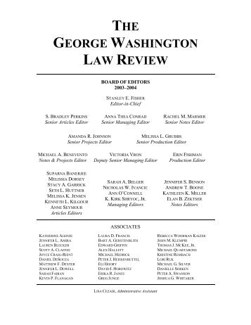 Volume 72 Masthead - The George Washington Law Review