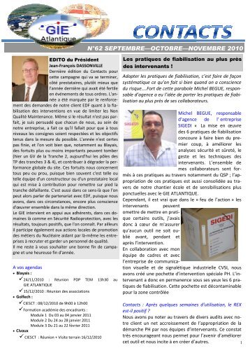 Contacts nÂ°62 - EDF - Espace Prestataires du NuclÃ©aire