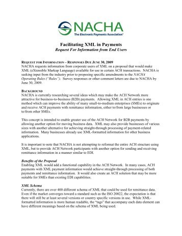 NACHA Rule Submission - NEACH