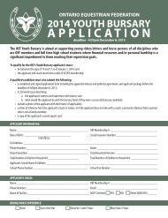 Youth Bursary Application - Ontario Equestrian Federation