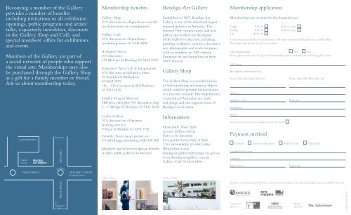 Bendigo Art Gallery Membership Brochure