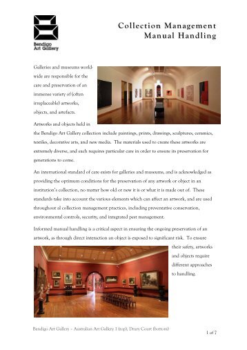 Collection Management Manual Handling - Bendigo Art Gallery