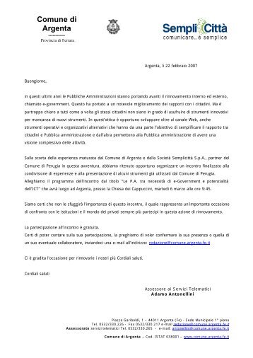 lettera invito di adamo - Comune di Argenta