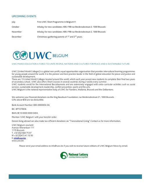 June 2013 (pdf) - United World College Belgium