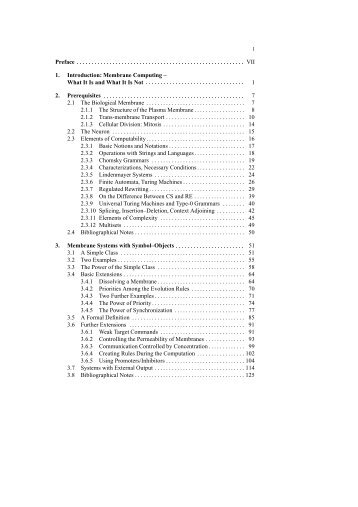 Contents of the book - P Systems Web Page