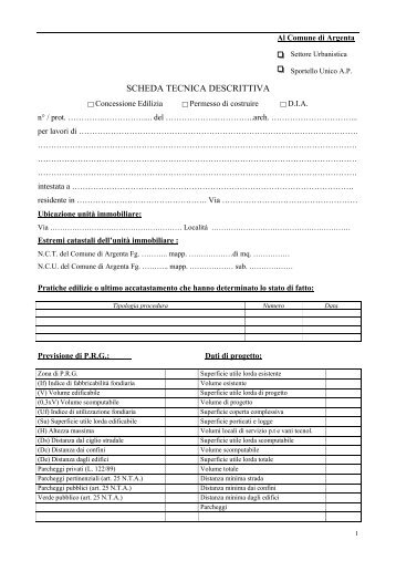 SCHEDA TECNICA DESCRITTIVA