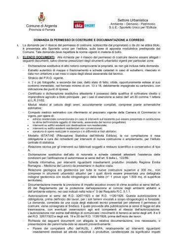 Comune di Argenta Settore Urbanistica