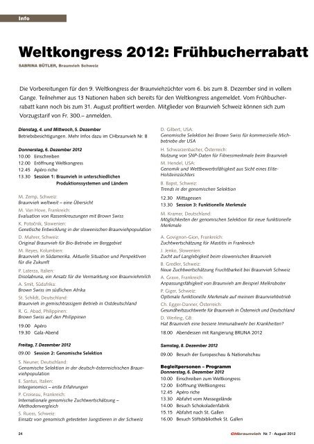 CHBraunvieh 07-2012 [7.88 MB] - Schweizer Braunviehzuchtverband