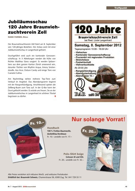 CHBraunvieh 07-2012 [7.88 MB] - Schweizer Braunviehzuchtverband