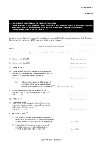URBANISTICA 4. FAC-SIMILE PARCELLA PER PIANI ATTUATIVI