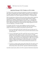 Important Message to WGC Members on WGA Strike