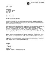 Agreement - Writers Guild of Canada