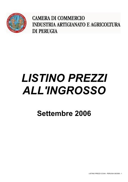 LISTINO PREZZI ALL'INGROSSO Settembre 2006