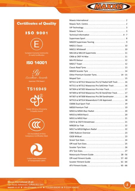 Motorcycle Fitment Guide - Maxxis Tyres