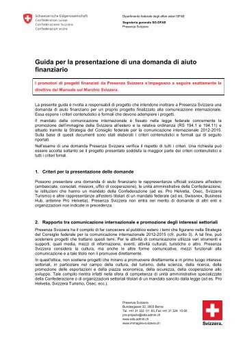 Guida per la presentazione di una domanda di aiuto finanziario