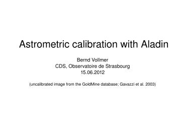 Astrometric calibration with Aladin