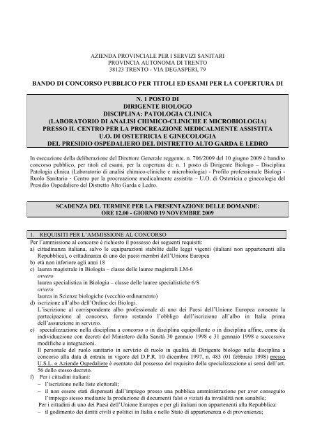Indizione Di Concorso Pubblico Per Titoli Ed Esami Per La Copertura Di