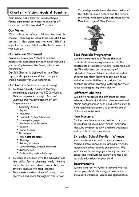 Booklet - Lyall Bay School