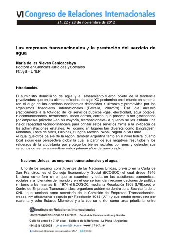 Las empresas transnacionales y la prestación del servicio de ... - IRI