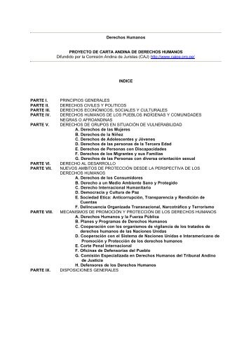 proyecto de carta andina de derechos humanos - iri.edu.ar