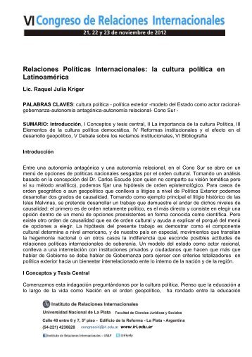 KRIGER, Raquel_Relaciones politicas internacionales - IRI