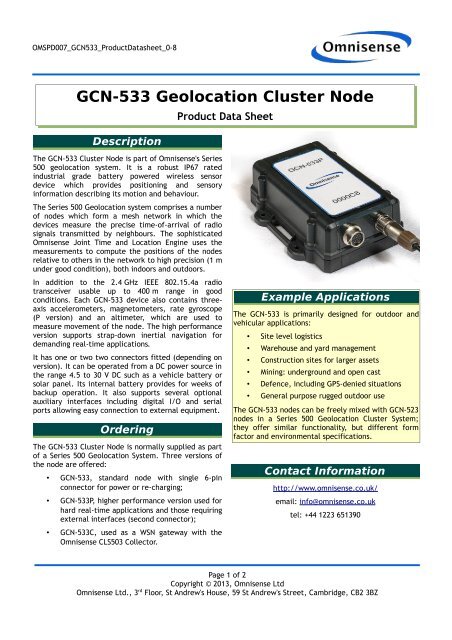 GCN-533 Geolocation Cluster Node - Omnisense