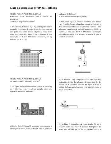 aplicacoes das leis de newton blocos - FÃSICA PARA POUCOS