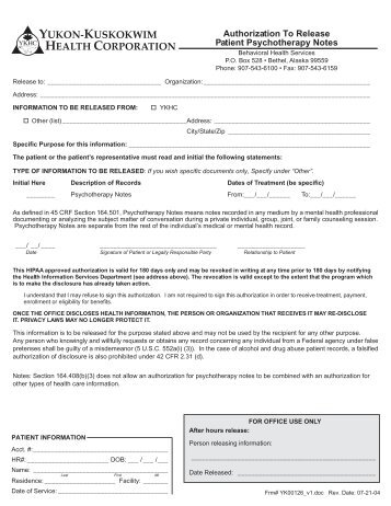 Ykhc Release Of Information Ykhc Release Of Information