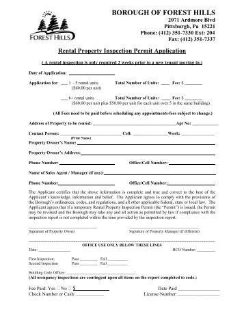 Rental Property Inspection Permit Application - Borough of Forest ...