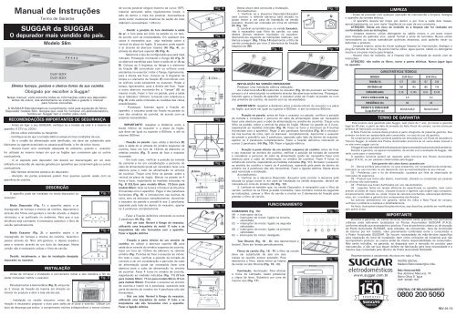 Manual de InstruÃ§Ãµes - Suggar