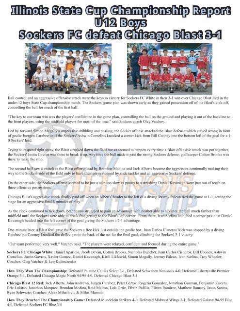 U12 U14 Illinois Youth Soccer Association U12 U14 Illinois Youth Soccer Association
