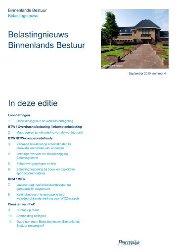 In deze editie Belastingnieuws Binnenlands Bestuur - PwC