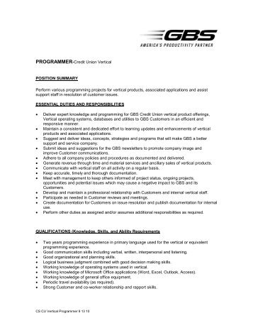 to view job description - GBS