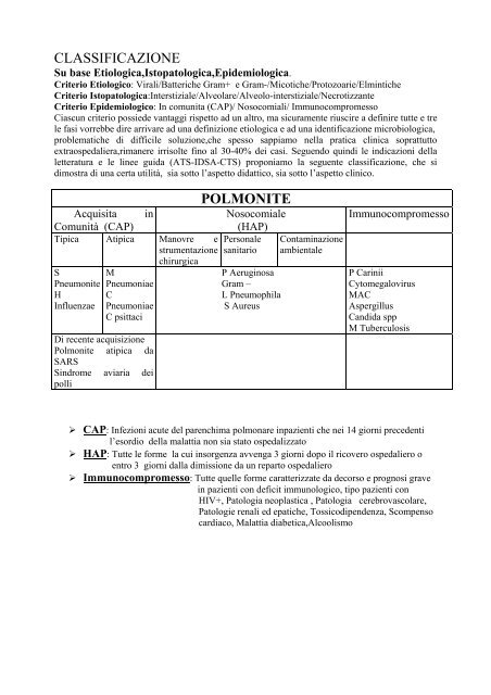 LE POLMONITI - Azienda Complesso Ospedaliero San Filippo Neri