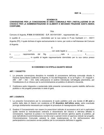 rep. n. ______ schema di convenzione per la concessione di area ...