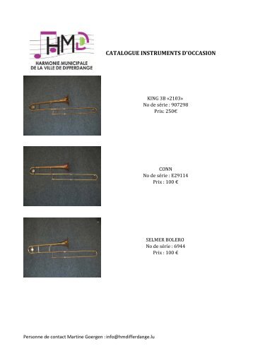 CATALOGUE INSTRUMENTS D'OCCASION