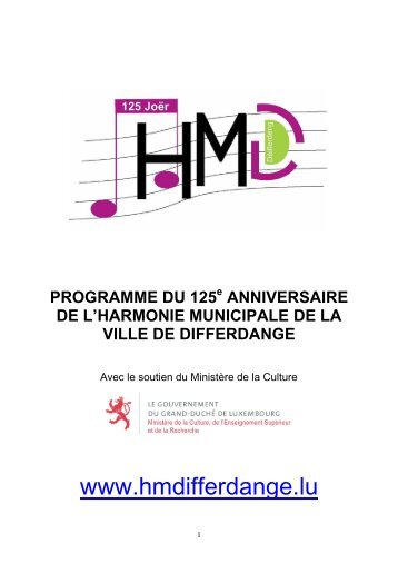Programme 125e anniversaire - Harmonie Municipale de la Ville de ...
