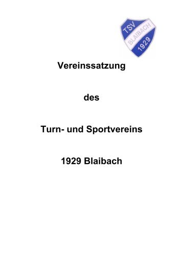 Satzung des TSV Blaibach e.V.