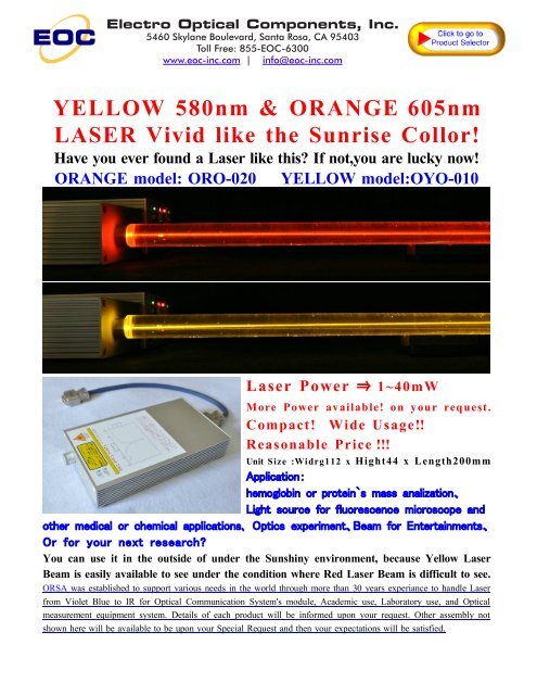 580nm Laser Diode - Electro Optical Components, Inc.