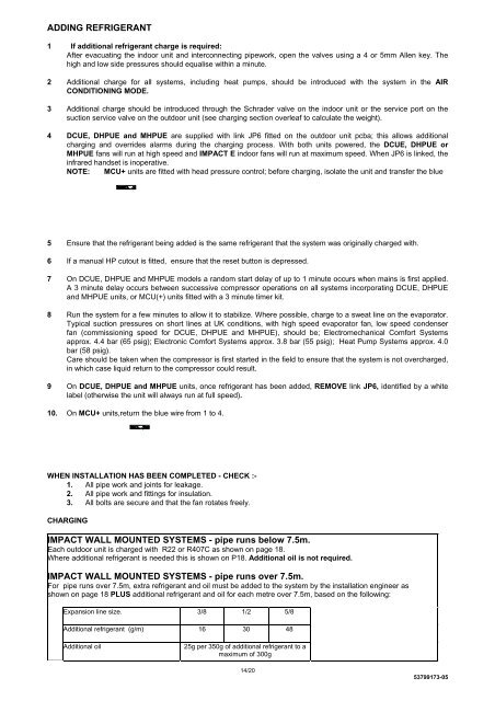 impact / impact e wall mounted units technical manual - Heronhill Air ...