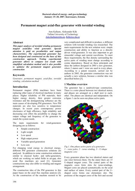 Permanent magnet axial-flux generator with toroidal winding